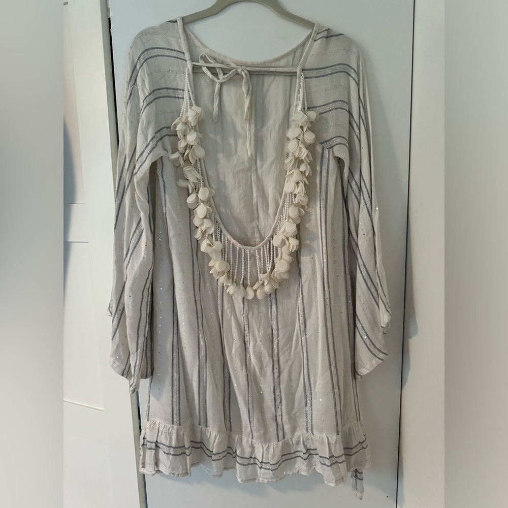 Sundress Swim White Beaded Cover Up size M/L